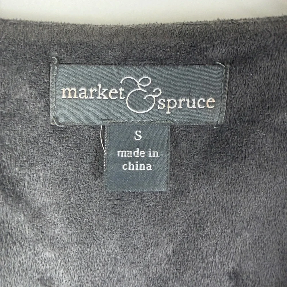 Market & Spruce Grey Faux Suede Drape Front Jacket Women's Small‎ SFJ7648